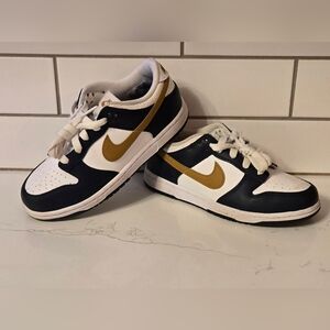 Nike Dunk Low Athletic Sneakers Shoes Midnight Navy Wheat PS Size 2Y FB9108-111